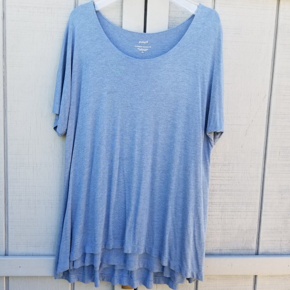 NWOT Pure Jill Super-Soft Double-Layer Scoop-Neck Elliptical Short Sleeve Top